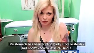 Hot Blonde With Gigantic Faux Tits Loves Getting Drilled By A Uniformed Doc In A Hospital Room